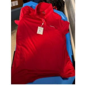 Levelwear‎ Buick GMC Lotus Polo Shirt Womens XL Flame Red Short Sleeve Golf Top